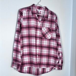 Time and Tru Pink and Cranberry Flannel Plaid Shirt EXC Size SmallMedium